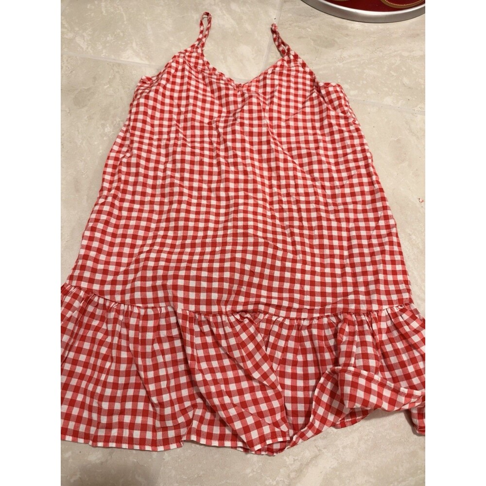 USA 🇺🇸 SHEIN Red White Gingham Plaid Dress Sz XS